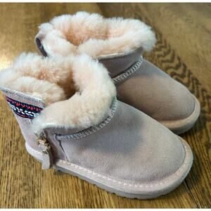Hobi Bear Pink Chuka Boots Faux Fur Lined Side Zip EU Size 24 US 7.5 Toddler